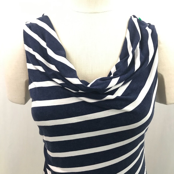 Loft Knit Dress Medium Nautical stripes Blue White - Picture 2 of 13